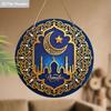 2D Flat Wooden Ramadan Round Decorative Hanging Ornament, 7.87inches Elegant Ramadan Kareem Wall Art, Home, Prayer Room, Livingroom Decorative Sign