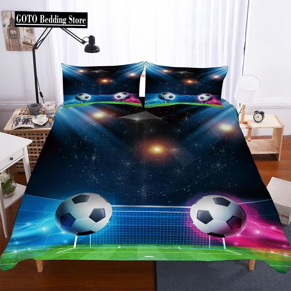 Microfiber Fabric Beddings Soccer Duvet Cover Sets for Boy Print Football Comforter Bedding Sets Three Piece Set Men Bedclothes