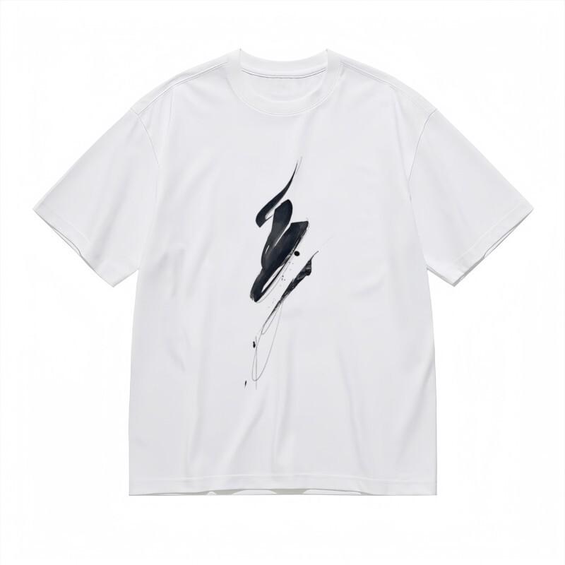 

Men s Trend Classic T-Shirt Dynamic Black Brushstroke Design 100% Cotton Tee USA M