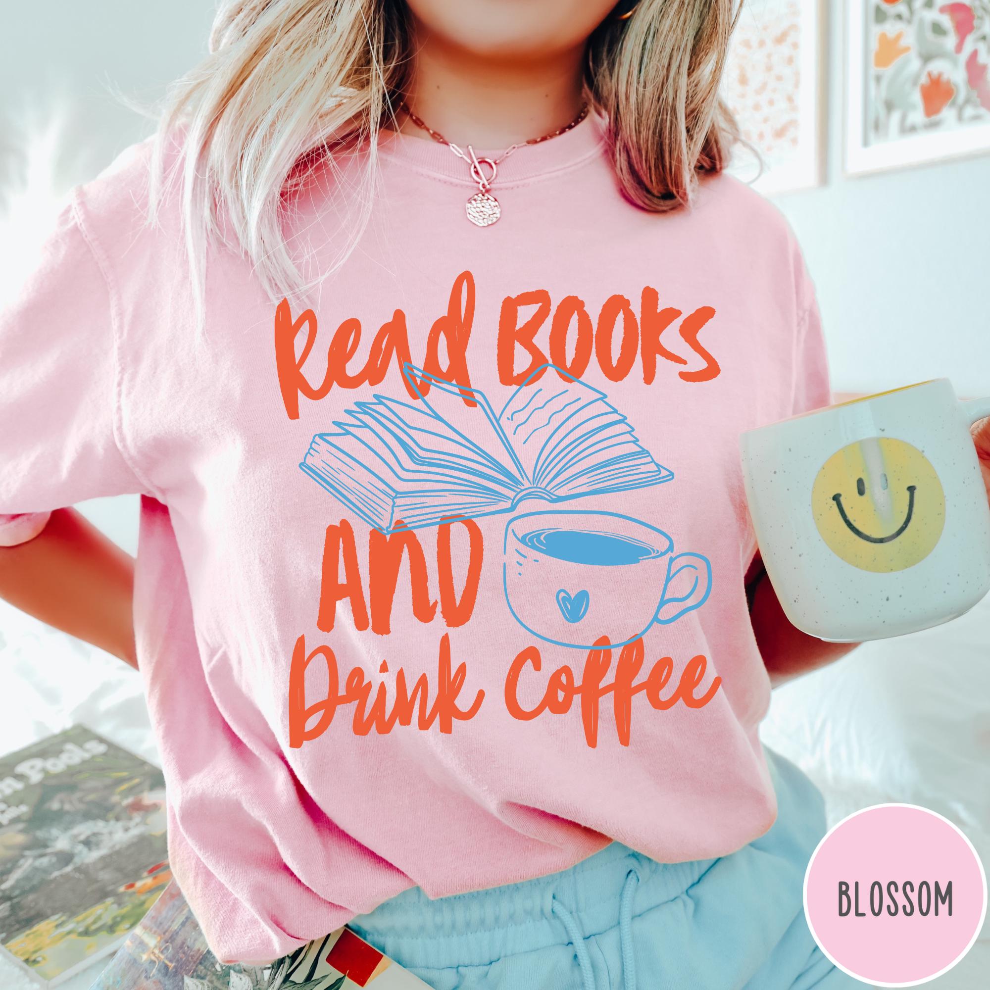

2026 Summer Womens Read Books and Drink Coffee TShirt Cotton and Breathable Short Sleeve Streetwear Oversized Loose Casual S