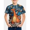 Fashion Men's Children's Clothing Crew Neck Short Sleeve 3D Casual Color Printing Casual Short Sleeve Crew Neck T-Shirt