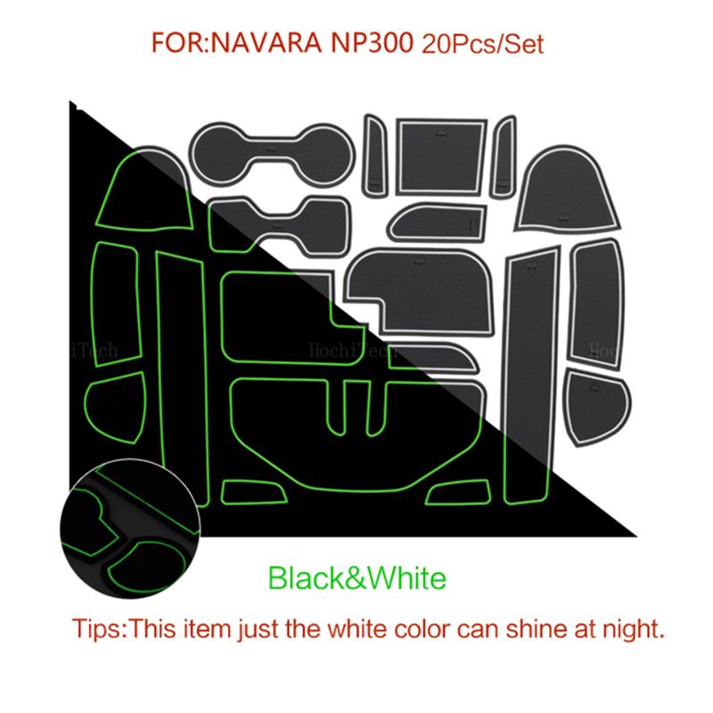 Car Door Groove Mat Anti-slip Cup Mat Rubber Rugs Slot Hole Pad Interior for Nissan Navara NP300 D23 2015 2016 2017 2018