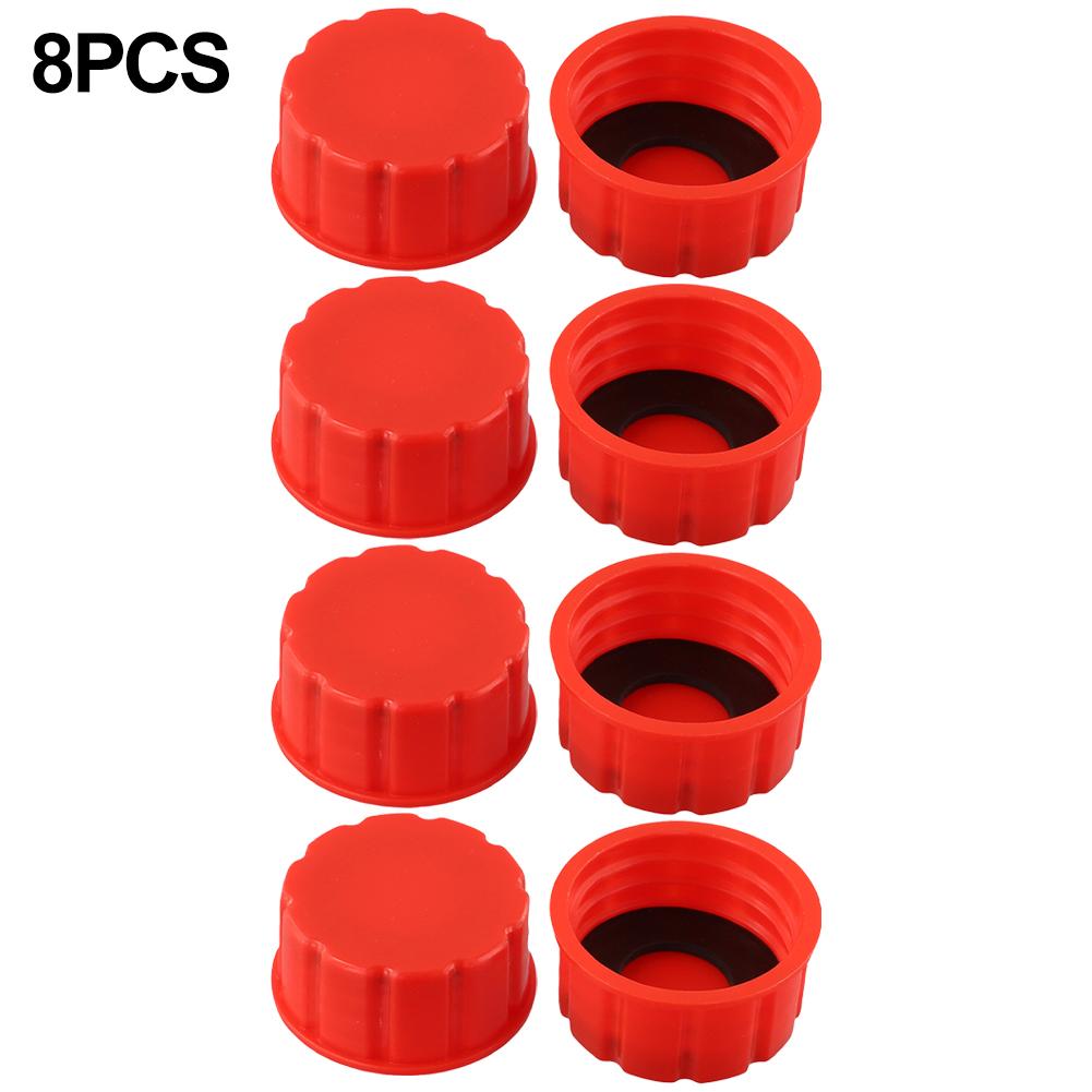 8PCS Solid Base Cap Kit 1.75" Red Coarse Thread Gas Can Replacement Gas Tank Solid Bottom Cap For Most Standard Opening Gas