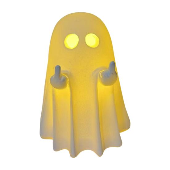 Halloween Finger Ghost Figurine Spooky Resin Light-up Ghost Statue for Halloween Home Tabletop Tray Shelf Decor