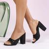 Fashion Chunky High Heel Slippers Women Sexy Open Toe Slide Sandals 2025 Summer Elegant Green Satin Non Slip Platform High Heels