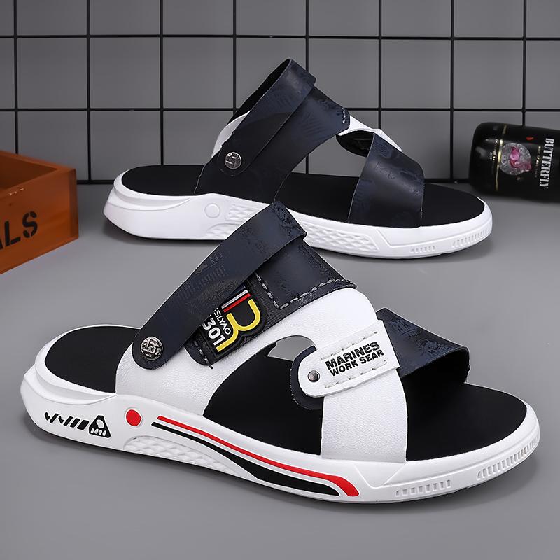 Sandals For Men Slippers Leather Casual Outdoor Beach Slides 2025 Summer Male Shoes 2 Wear Flip-Flops Walking Fisherman