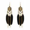 Boho Earrings With Feathers, Long Chains