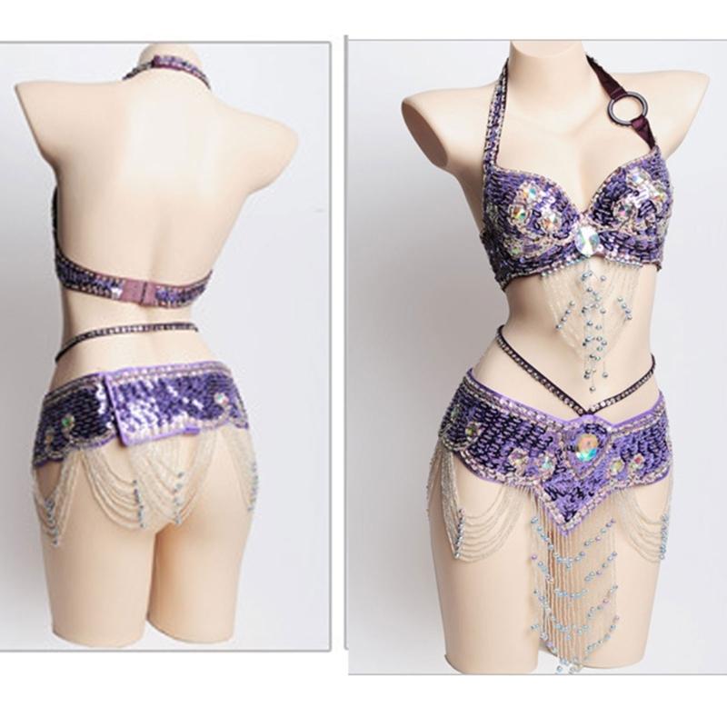2Pieces Tribal Belly Dance Bra and Belt Belly Dancing Outfit Belly Dancer Costumes for Women