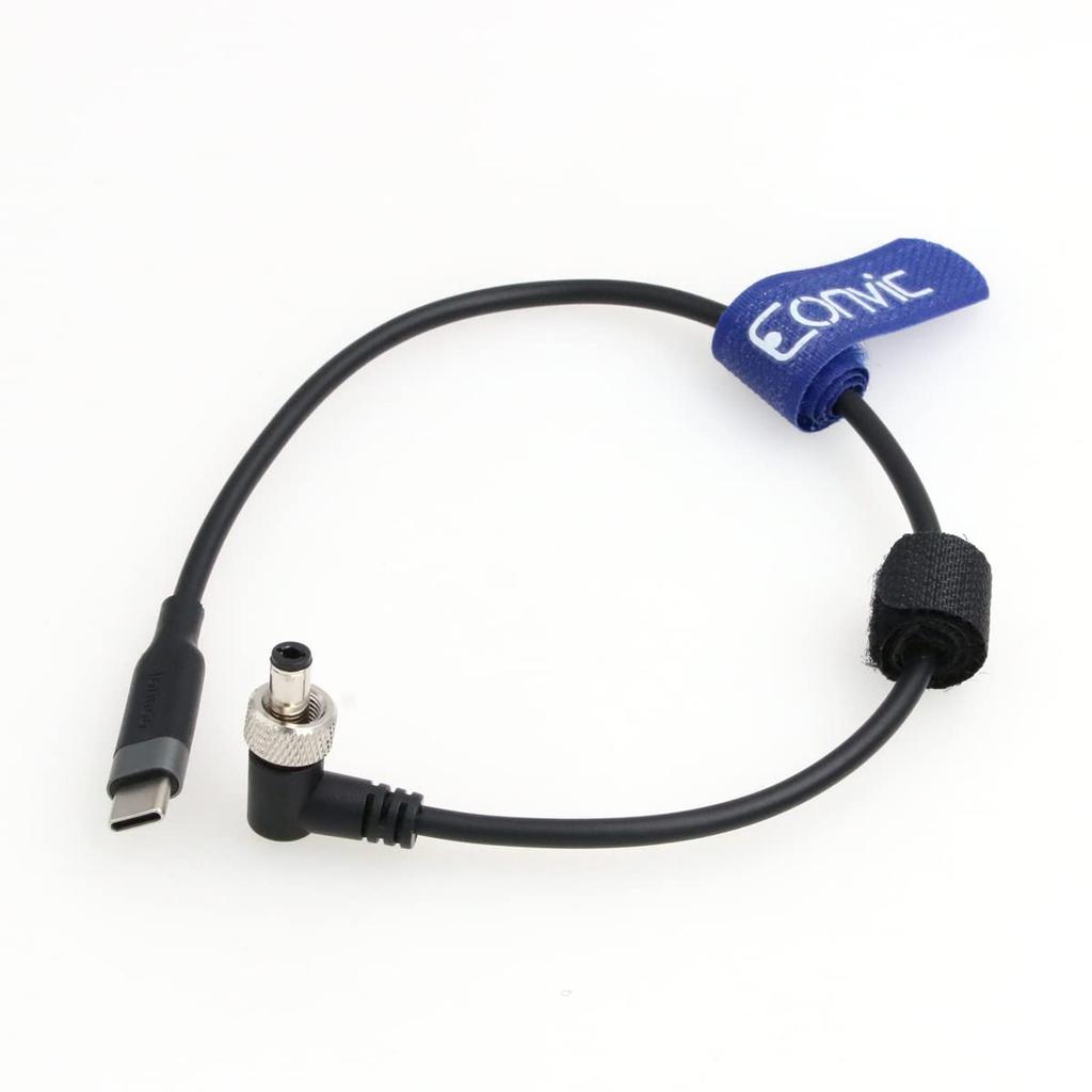 Eonvic Blokujący x Kabel zasilający DC na PD 12V do monitora Atomos Ninja V Złącze kątowe DC 5.5 2.1mm USB-C (50CM, Kabel)