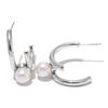 Yhpup Trendy Imitation Pearls Stainless Steel Geometric Huggie Earrings Korean Temperament Anti Allergic Versatile Jewelry New