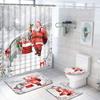 Snowman Santa Claus Shower Curtain Set Bathroom Set Non-Slip Mat Carpet Waterproof Toilet Seat Cushion Bath Mat Christmas Decor