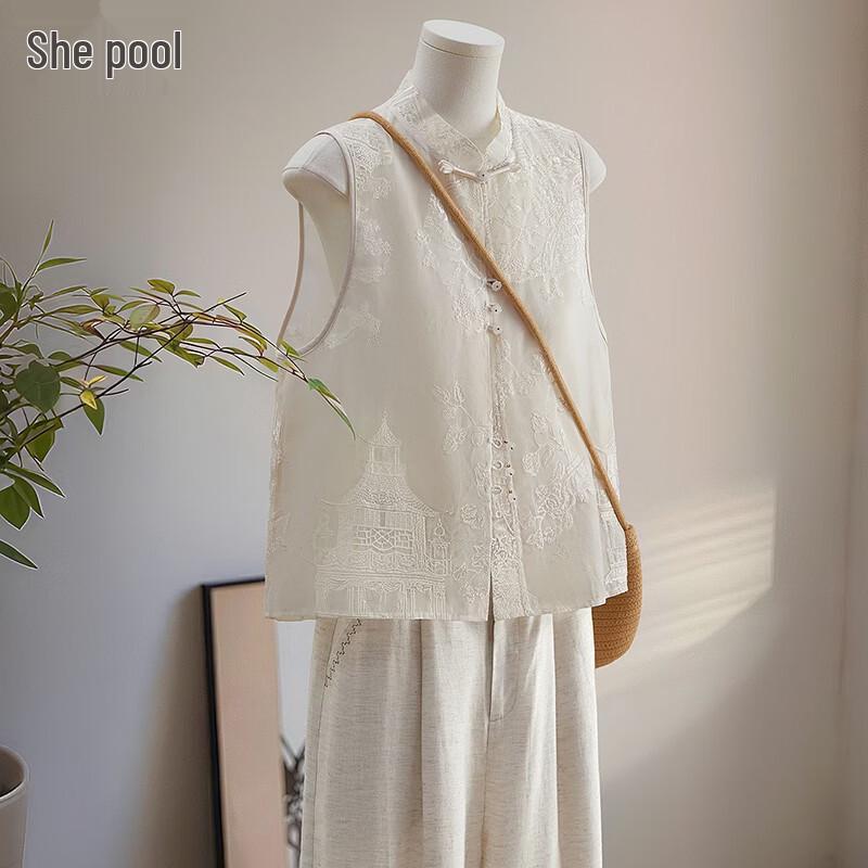 Elegant New Chinese Style Embroidered Vest M
