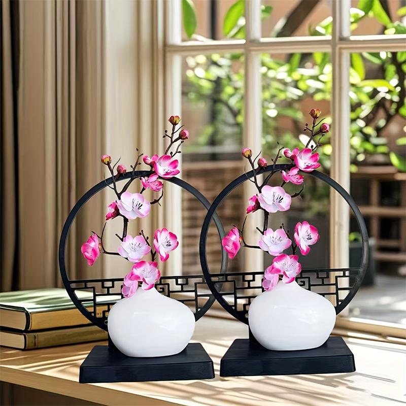 Plastic Creativity Ornament Courtyard Chinese Style Foyer Mini Decoration Vase Elegant Screen