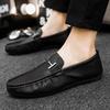 Fashion Round Toe Flat Leather Shoes for Men Black Cowhide On Sale Comfortable Pu Classic Original Fashion 2025 Luxury Man Casual Shoe