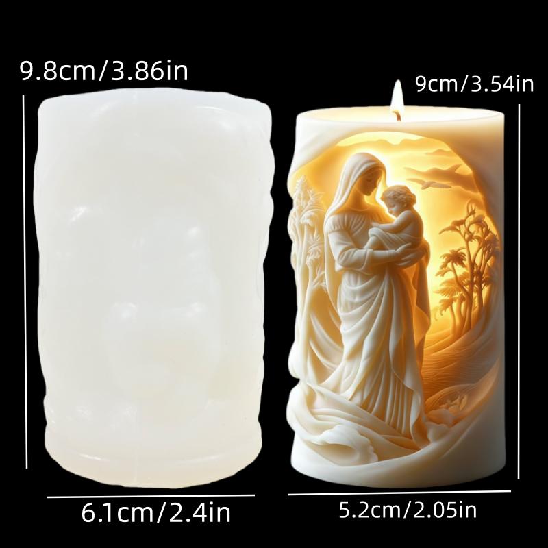 Snow Princess Cylinder Relief Candle Silicone Mold Creative Snow Princess Girl Cylinder Resin Gypsum Clay Concrete Molds