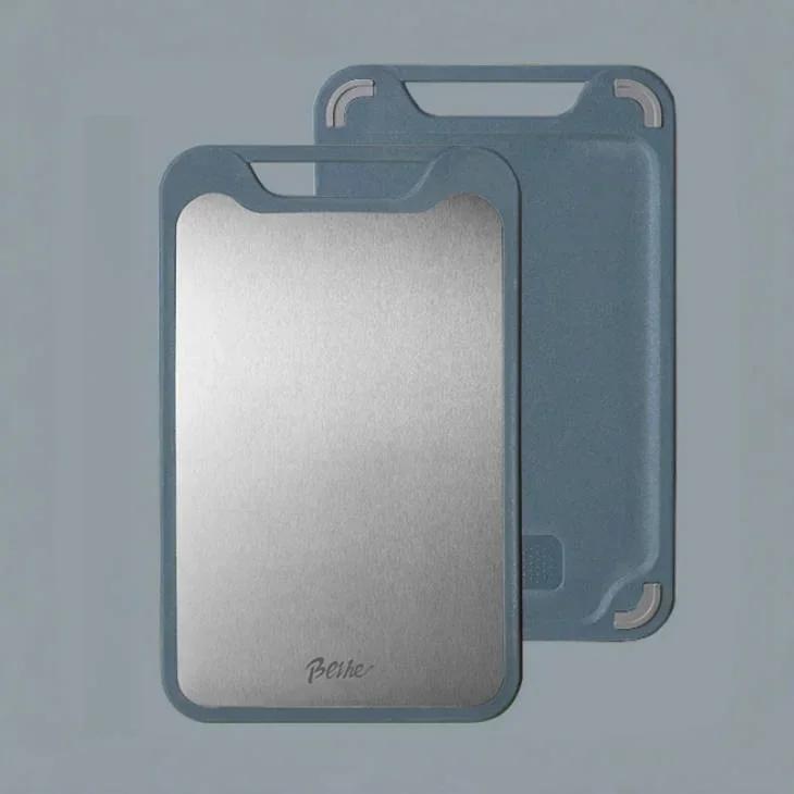 

304 Stainless Steel Double-sided Food Grade Antibacterial Anti-mildew Chopping Block Household Kitchen Daily Use Cutting Board S 35x22cm