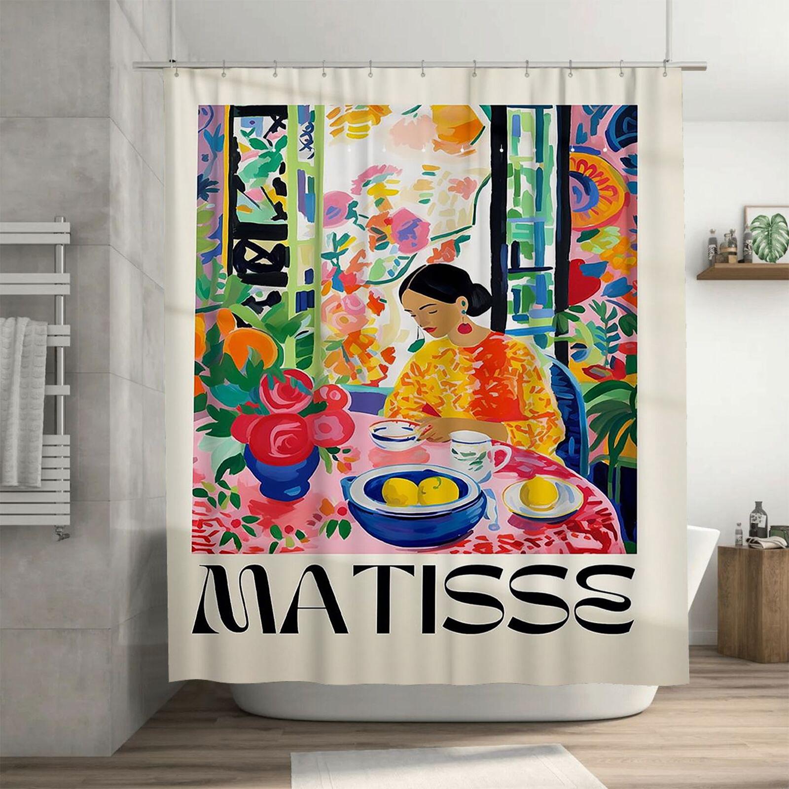 MATISSE Художественная Водонепроницаемая Шторка для Душа Термостойкая Машинная Стирка Непрозрачная 180x180см 90X180cm(35x70in)
