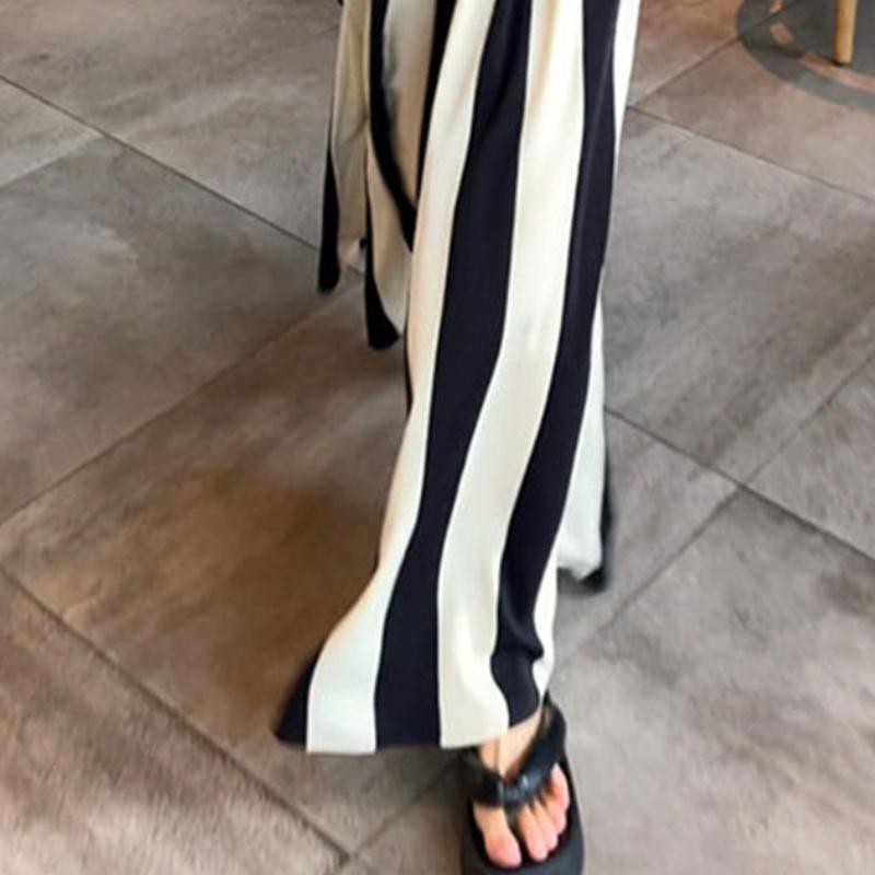 Ledově hedvábné pruhované kalhoty culottes se širokými nohavicemi s ochranou proti slunci Dámské letní tenké zeštíhlující nadměrné velikosti ležérní rychleschnoucí midi culottes