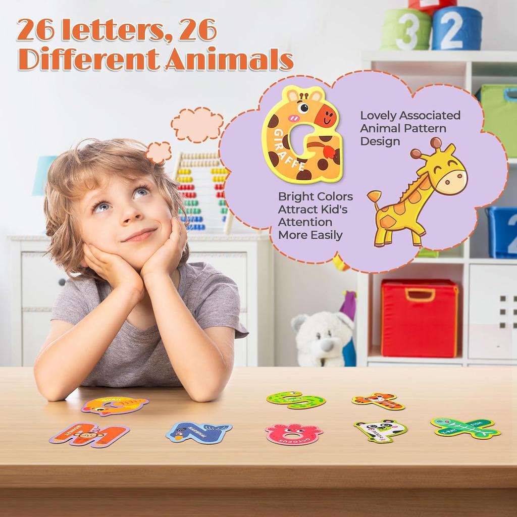 Montessori-Cartoon-Magnete für die Kühlschrankdekoration, lustige Tier-Kühlschrankmagnete für Kinder, süßes magnetisches Buchstaben-/Zahlenspielzeug
