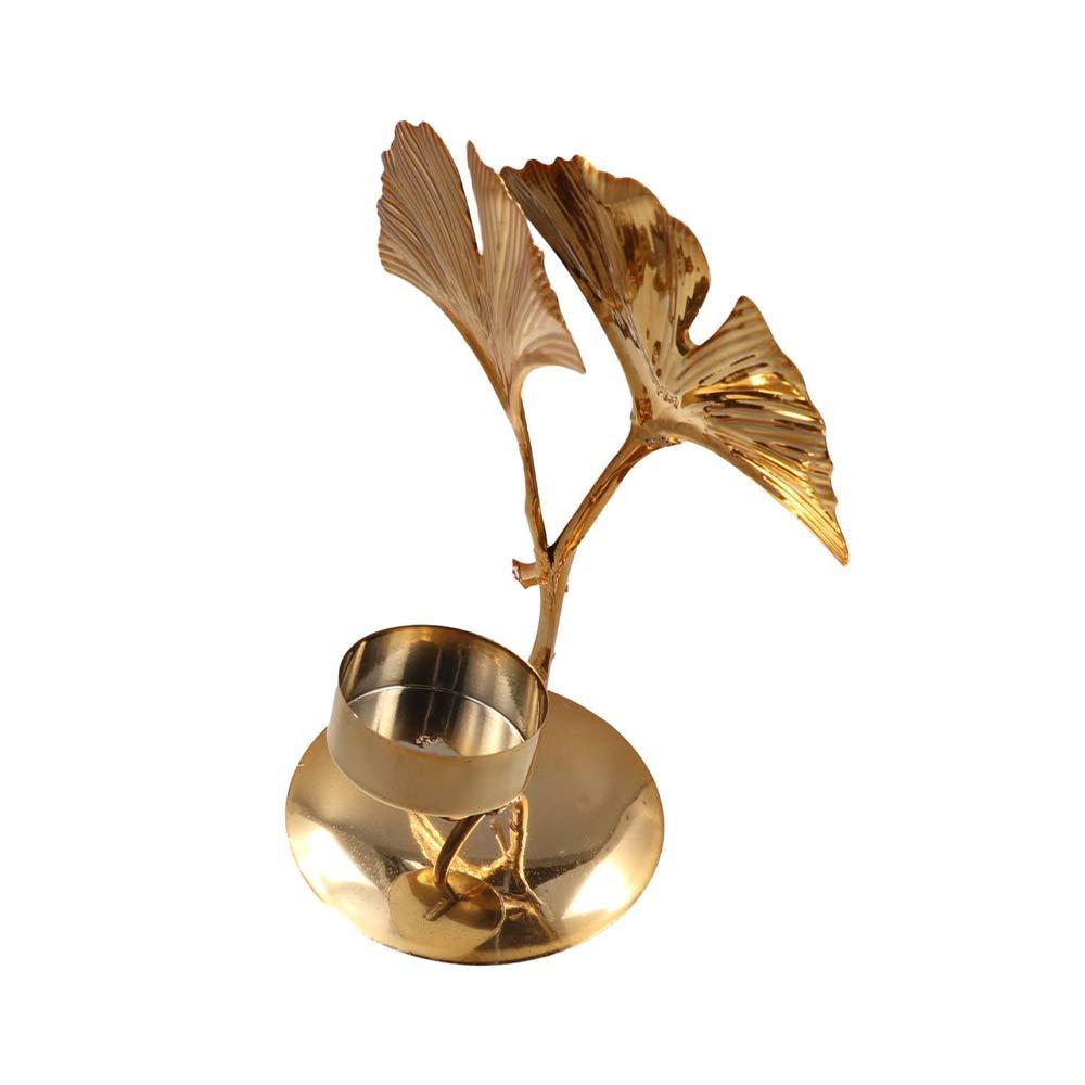 Light Luxury Nordic Candle Holder Exquisite Metal Candlestick Ginkgo Candle Holder  Home Decor