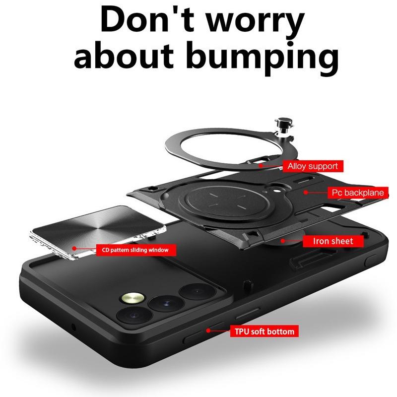 Suitable for Samsung S25 Edge Hidden Ring Bracket Anti Fall Mobile Phone Case A35 Push Window Magnetic Suction Protective Case