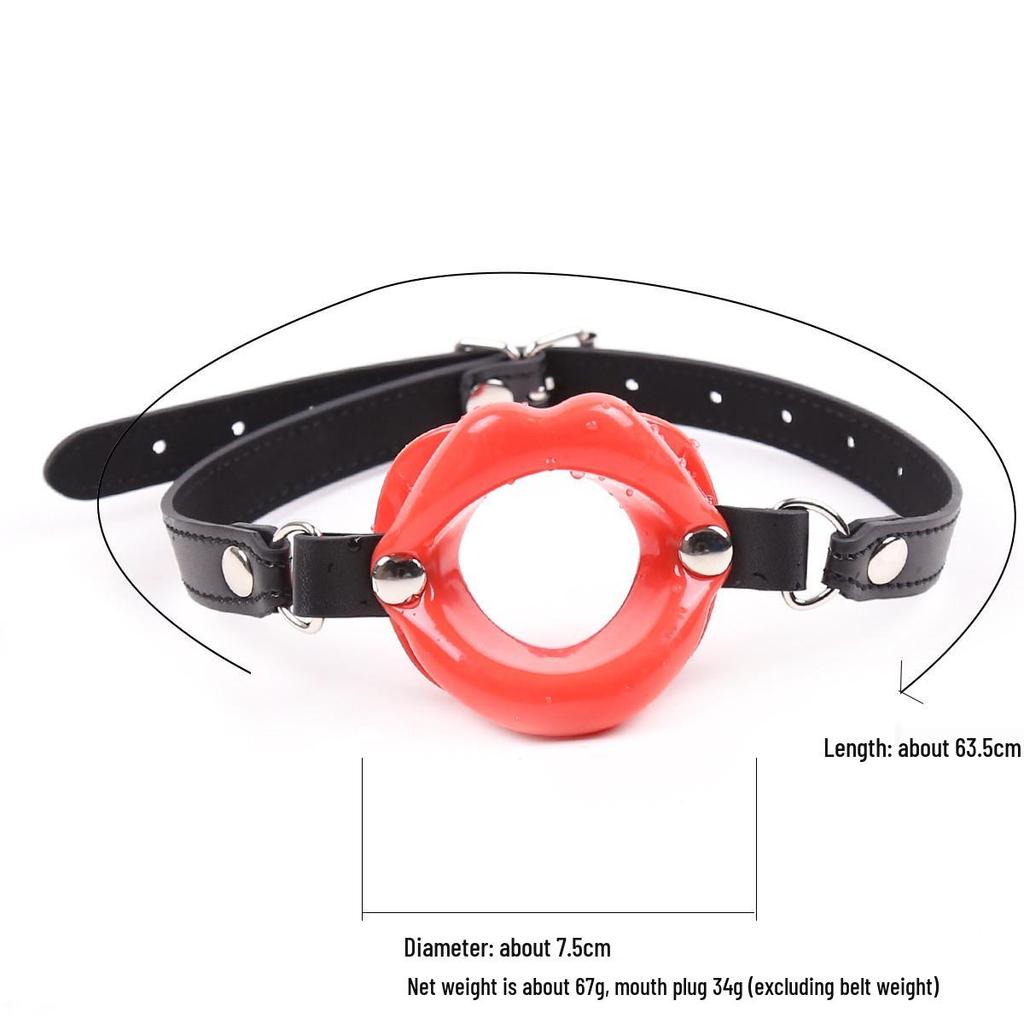 Adjustable Black Leather Silicone Mouth Gag for Adults