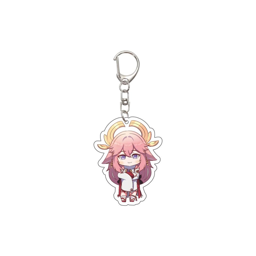55MM Anime Genshin Impact Keychain Yae Miko Key Chain Acrylic Model Plate Christmas Gifts