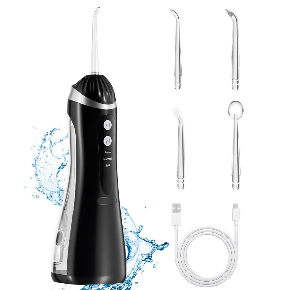 Cordless Water Flosser Teeth Picks with 3 Modes, 4 Replacement Jet Tips, Portable Waterproof 200ML Oral Irrigator Dental Cleaner