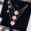 Treating Pool Natural Fritillary Four Leaf Flower Necklace Retro Light Luxury White High-End Flower Clavicle Chain