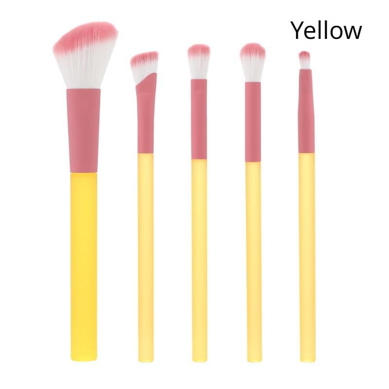 

Набор из 5 кистей для макияжа, кисть для теней, кисть для пудры, кисть для тональной основы, кисть для макияжа, кисть для румян, хайлайтер, набор консилеров, инструменты для красоты жёлтый