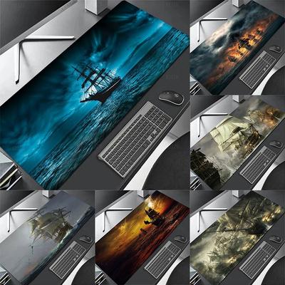 Pirate Ship Gaming Mouse Pad Extended Desk Mat Non-Slip Rubber Keyboard Mause Micepad XXL Laptop Computer Table Surface Carpet