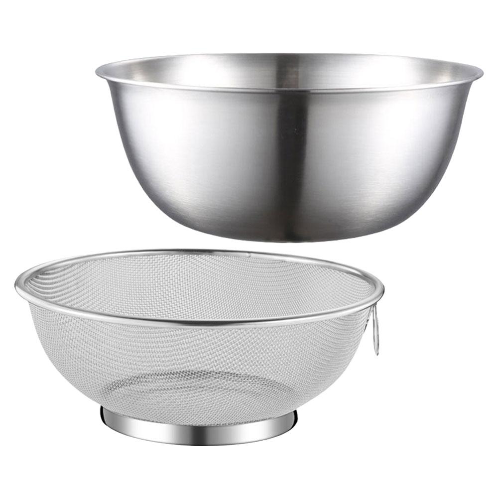 Strainer Colander Stainless Steel Drain Basket Kitchen Basin Rice Washing Artifact Fruit Bowl Food Household Golden Fine Mesh