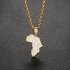 Exquisite Custom African Map Pendant-Men's Christian Hip Hop 18K Gold-plated Copper Zircon Pendant
