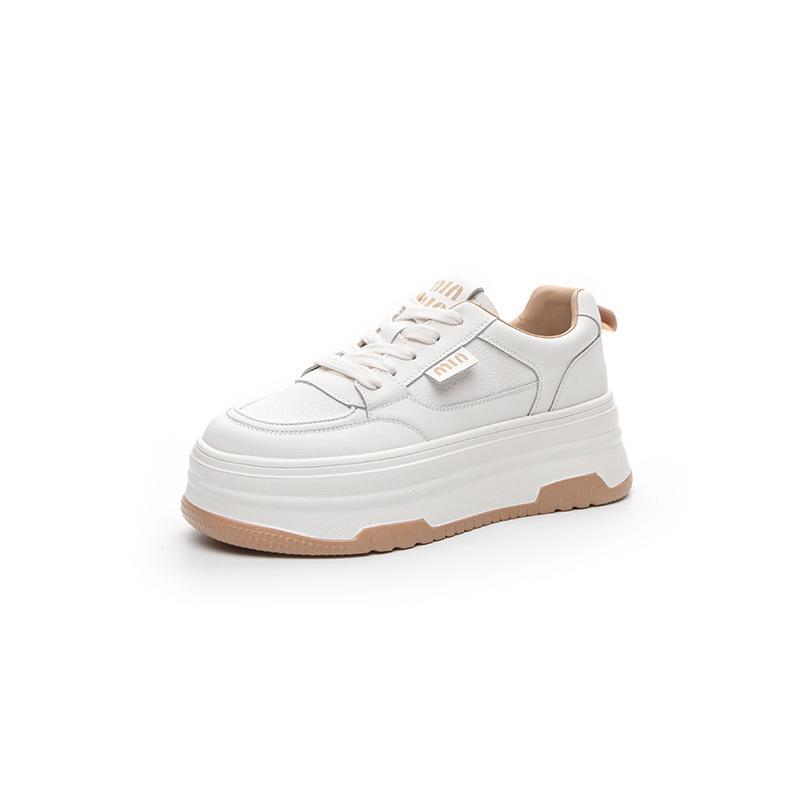 Leather Mesh White Shoes Women's 2025 Summer New Versatile Lightweight Inner Height Increase Women's Shoes Breathable Casual Shoes Board Shoes