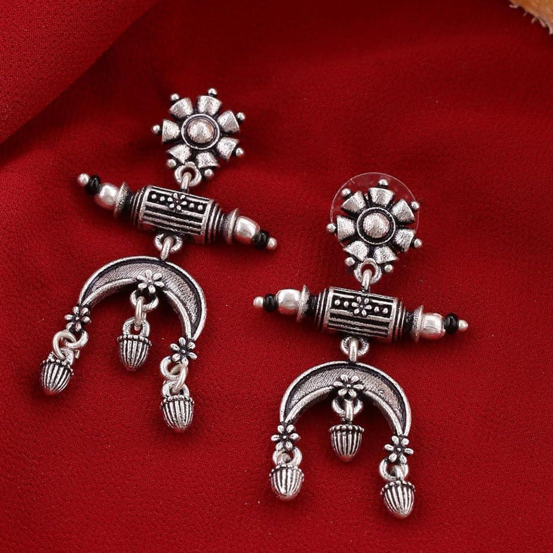 

Серьги-подвески из латуни с посеребрением под оксидированное серебро, с цветочными мотивами, для женщин и девушек, в стиле бохо/трайбл Onesize серебряный