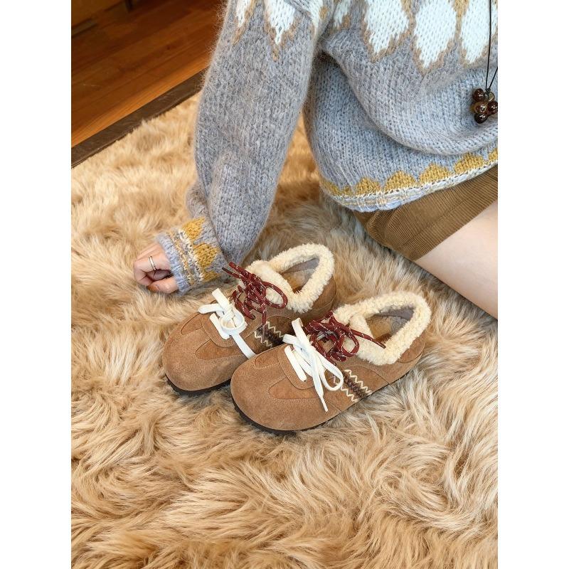 Baotou chestnut buns keep warm in winter mandarin duck shoelaces increase the height of wool integrated women