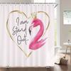 Flamingo Shower Curtain Fabric Waterproof Polyester Bathroom Curtains Pink Birds With Hooks 240X180 Decoration Bath Screen