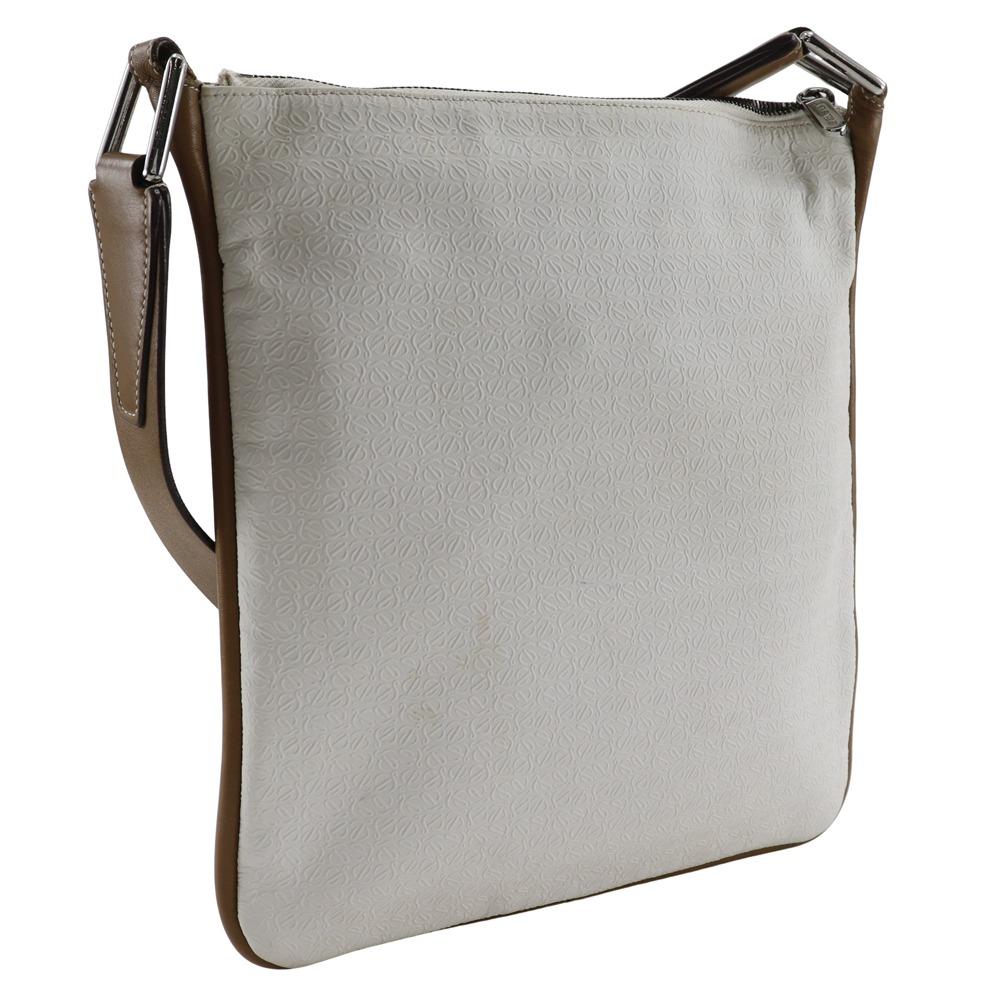 LOEWE anagram Shoulder Bag White PVC/leather unisex Used