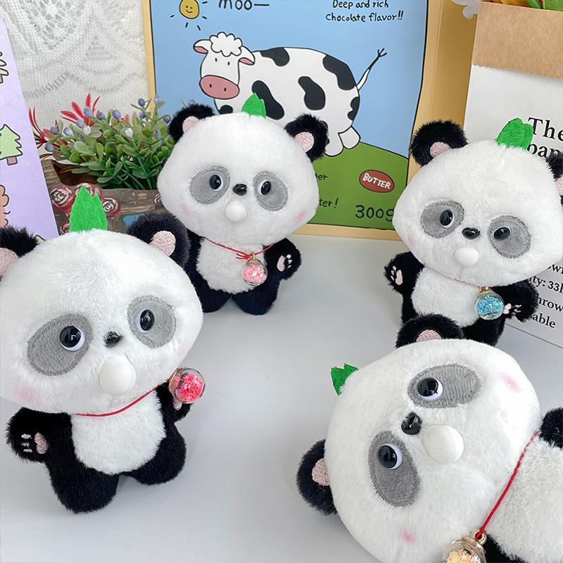 Adorable Bubble Blowing Panda Plush Toy Cute Stress Relief Stuffed Animal Keychain