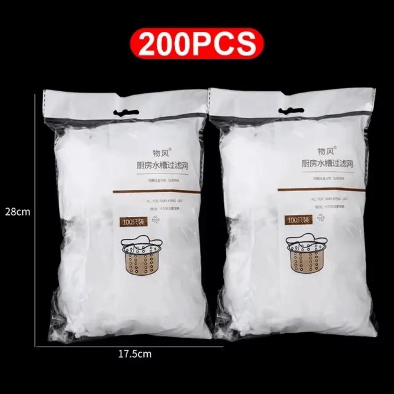200/100/30pcs Disposable Sink Filter Mesh Bags Kitchen Sink Strainer Drain Hole Anti-blocking Garbage Bag Cleaning Strainers Net