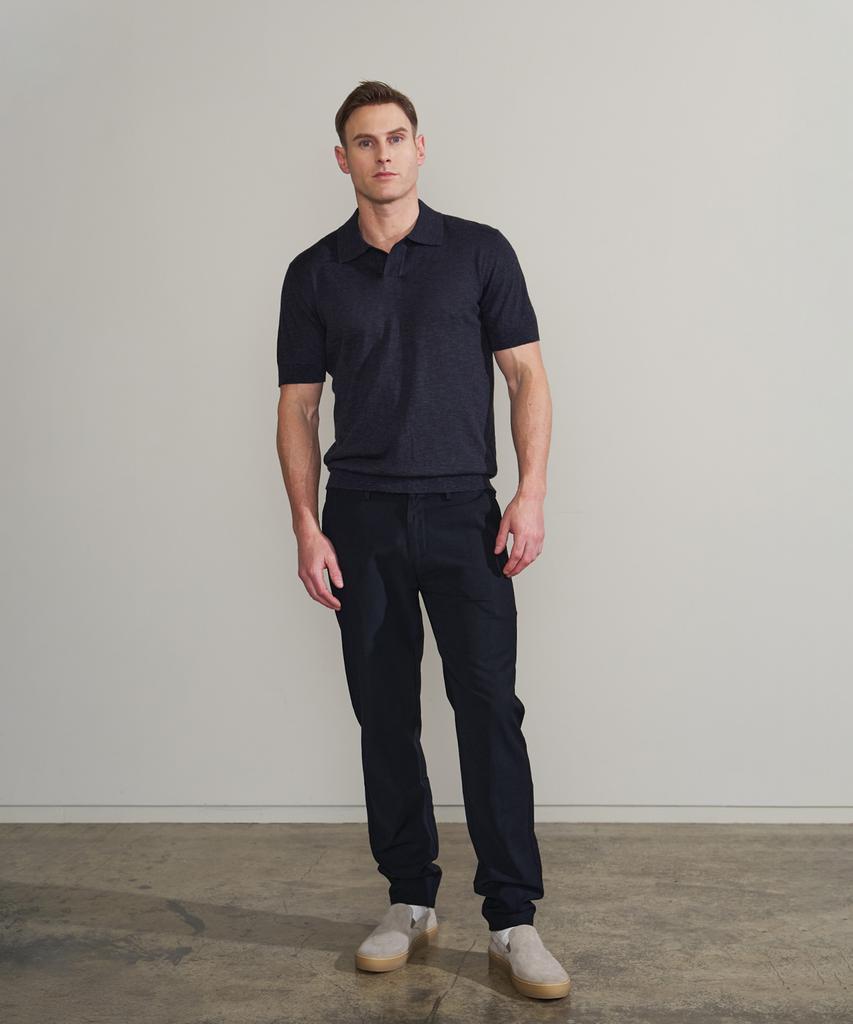 PANICALE Navy Johnny Collar Polo Knit