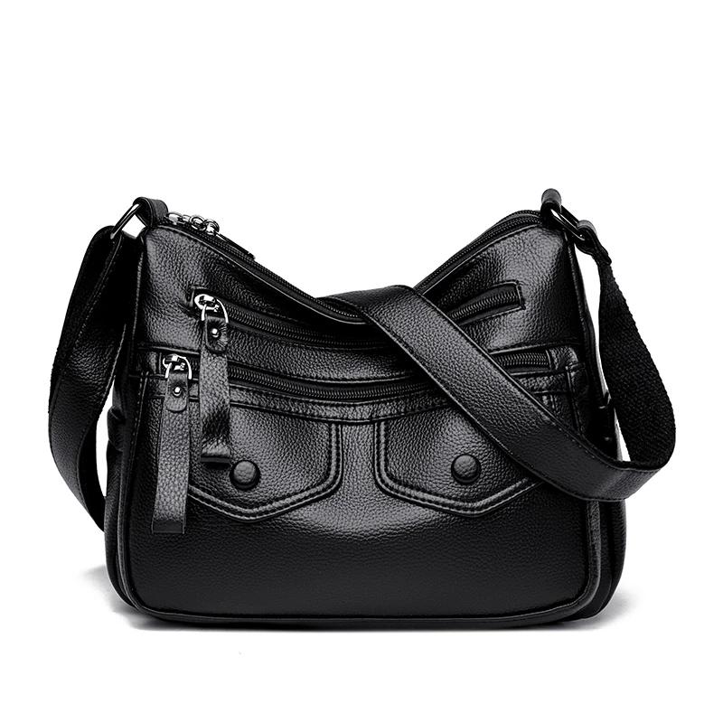 Large Capacity PU Zipper Shoulder Bag for Women Versatile Crossbody Bag High Quality Trendy Crossbody Bag
