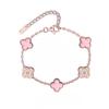 Brățară Trifoi cu Patru Foi de 13 mm Aur Roz Vid Cinci Flori Brățară Completă pentru Doamne