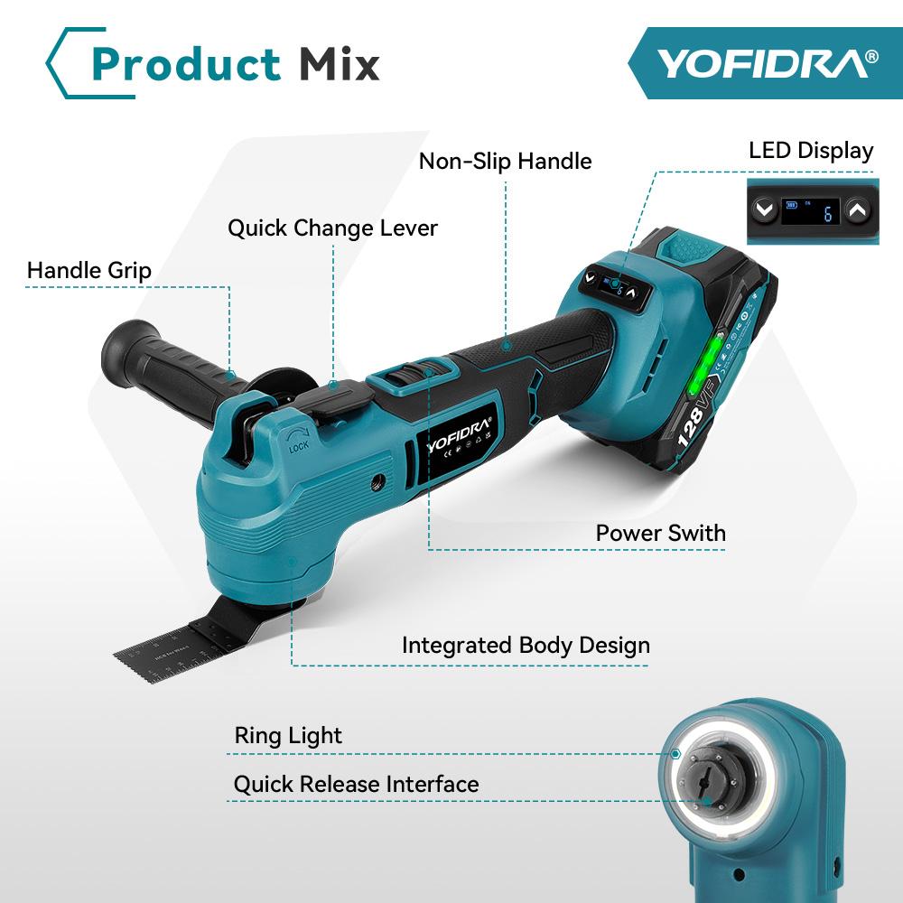 Yofidra Brushless Quickrelease Oscillating Tool 20000OPM Electric Saw Trimmer Woodworking Power Tool For Makita 18V Battery Pin
