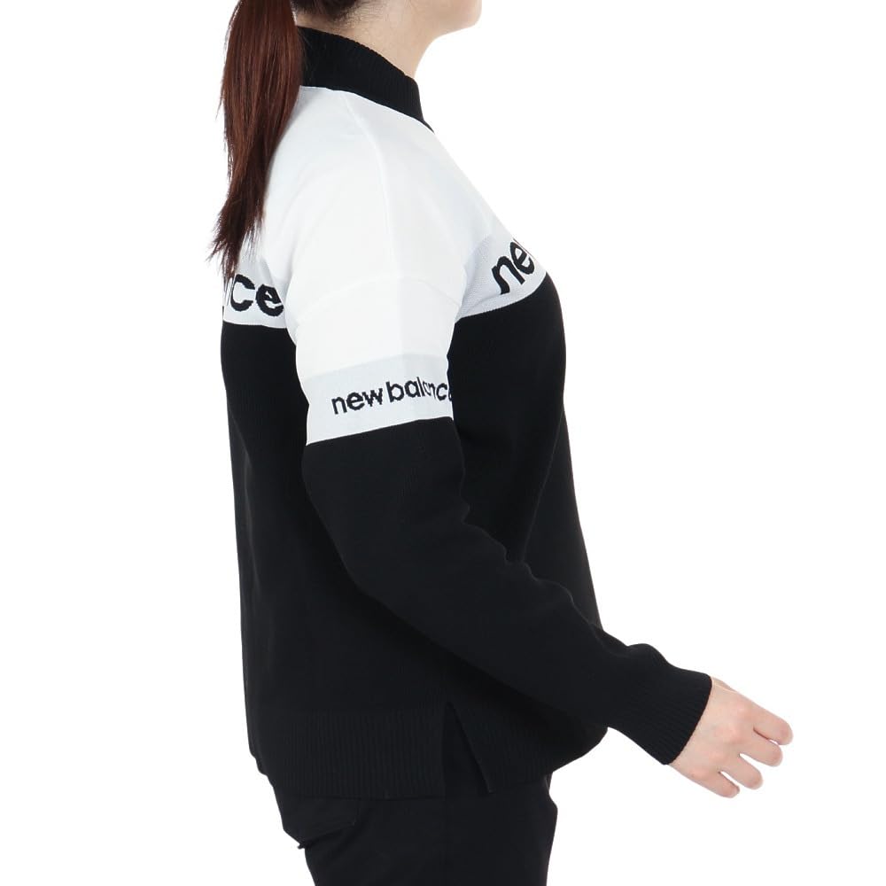 New Balance Golf Crew Neck Sweater Logo x Black 1 (Stretch, Jacquard) / Women's / 012-4270502 030_White [M]