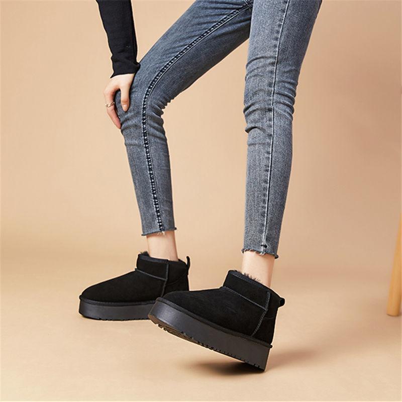 Bequeme Schneestiefel mit dicker Sohle für Damen, neu für den Winter, vielseitig, niedrig geschnitten, dickes Samtfutter, rutschfest und abriebfest, Studenten-Schneestiefel für Damen