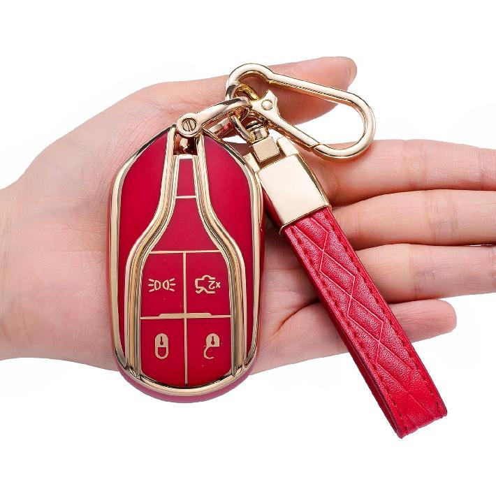Key Fob Cover for Maserati,Soft TPU Key Case Shell Compatible with 2013-up Maserati Quattroporte,Ghibli,2017-up