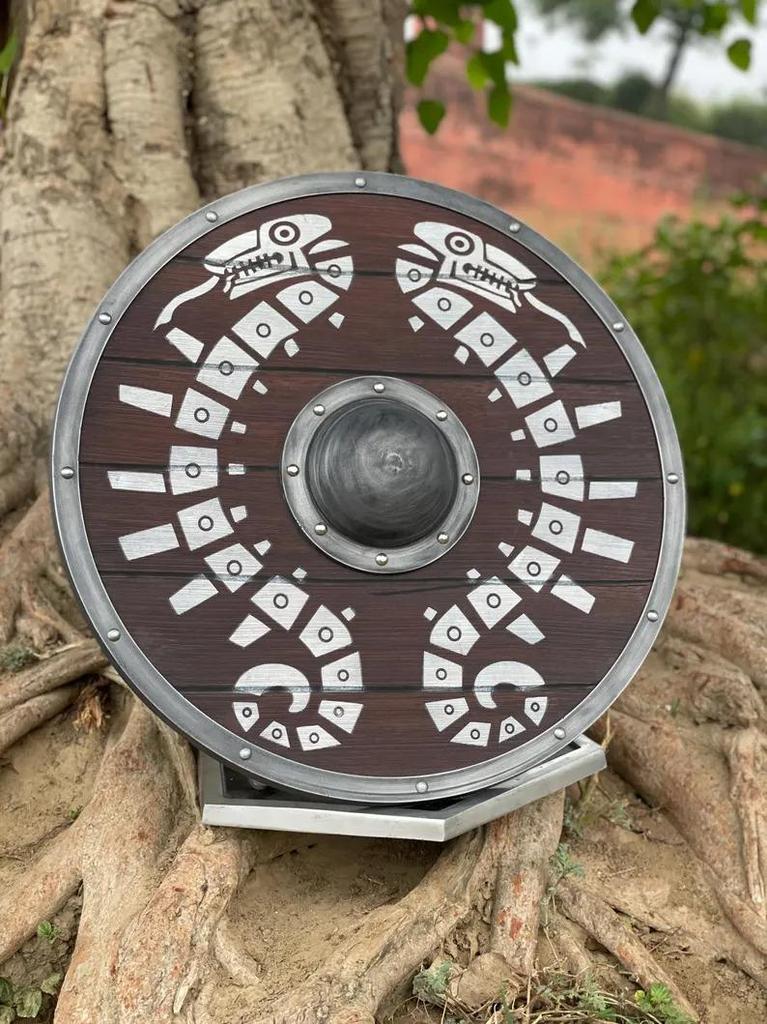 Battleworn Viking Wooden Shield: Medieval Norse Decor, Cosplay Prop