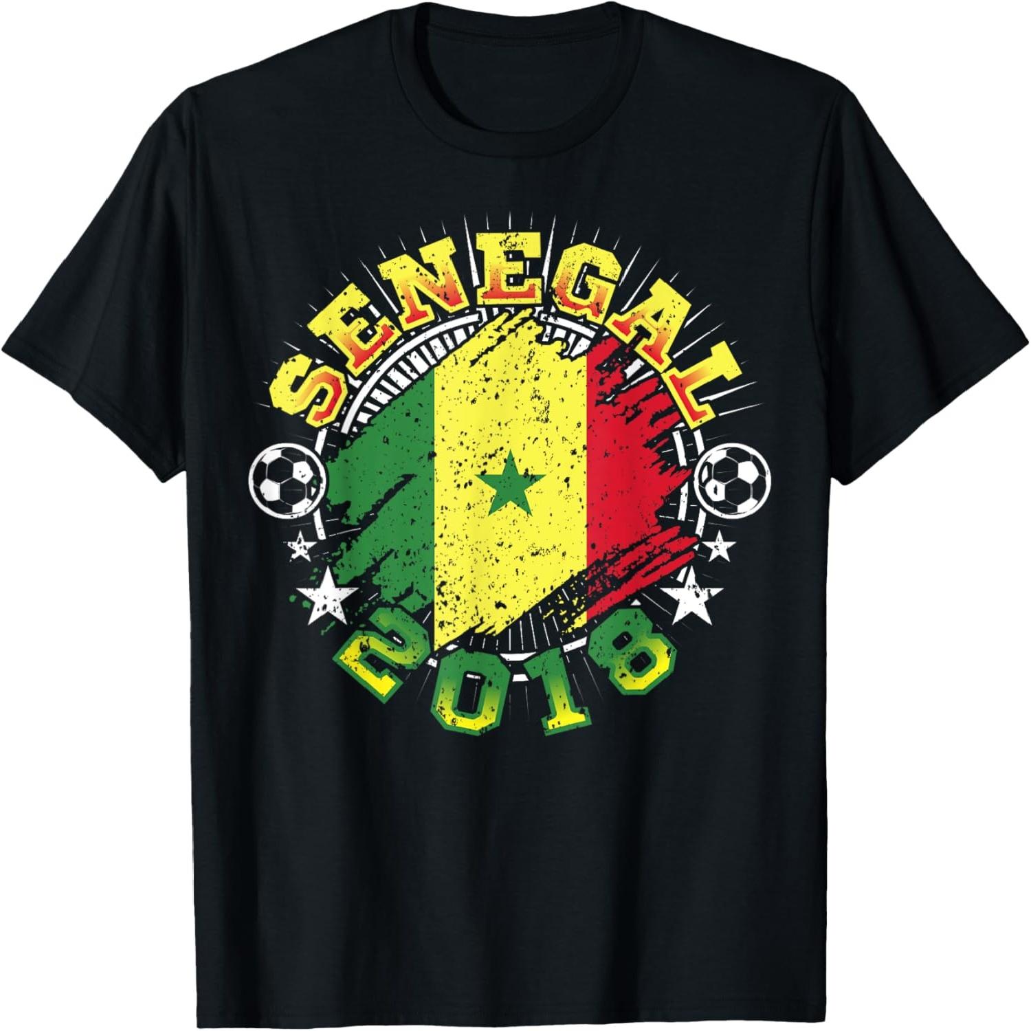 Senegal 2018 Soccer T-Shirt Senegalese Flag Shirt Fan Gift S