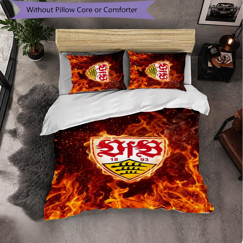 Set Biancheria da Letto Calcio VfB Stuttgart 3 Pezzi Morbido Set Copripiumino con Federe Set Decorazione Camera da Letto per la Casa
